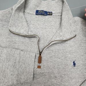 POLO RALPH LAUREN Sweater Men 3XLT Gray 1/4 Zip Cotton Knit Pullover